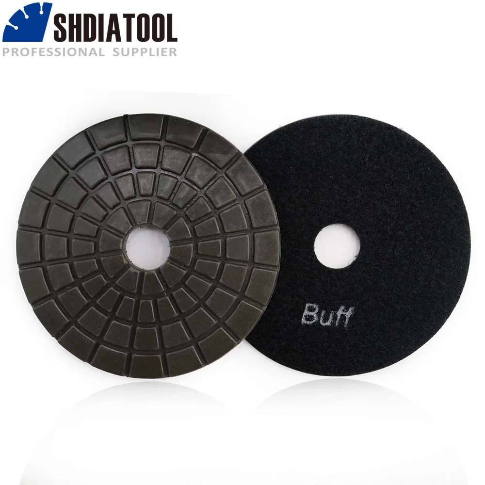 SHDIATOOL 5pcs Black Buff Professional polishing pads resin bond Diamond sanding disc for granite marble ceramic