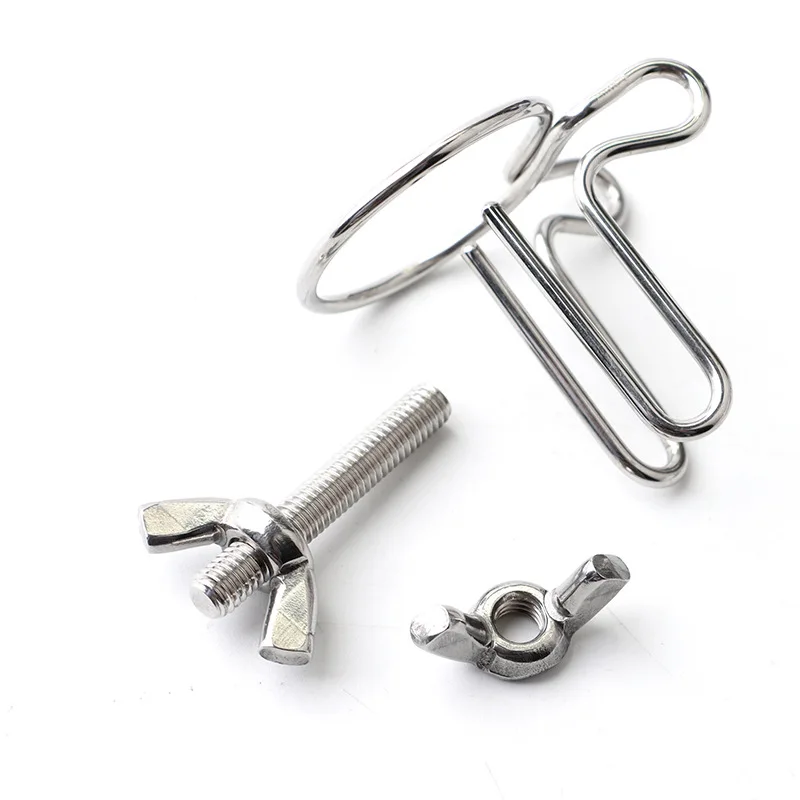 Male Horse Eye Urethra Expander with Elastic Clamp Stainless Steel Urethral Locking Ring Glans Rod Penis Plug Urethral Dilators