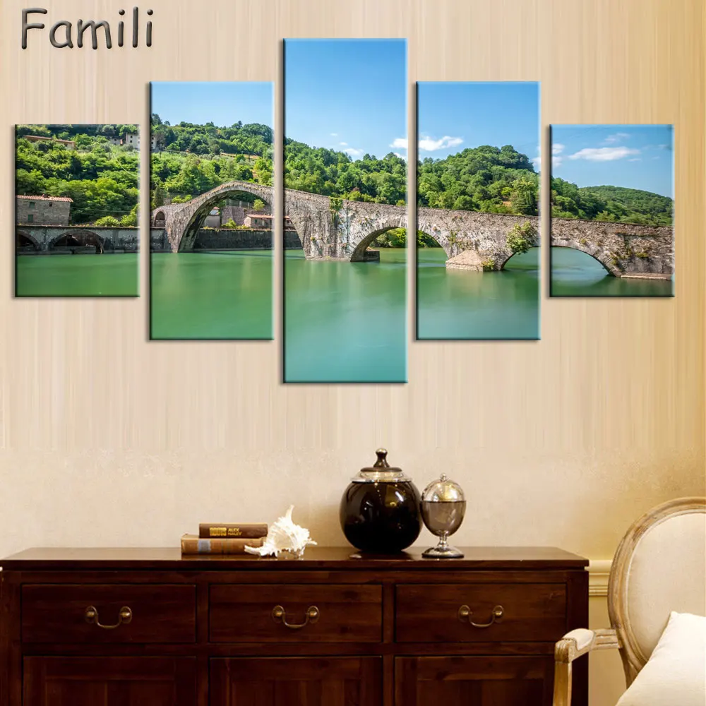 5 pçs lona tecido cartaz impressão itália belos paisagens para arte da parede decoração do quarto decoração de casa, quadro decorativo, impressão de arte