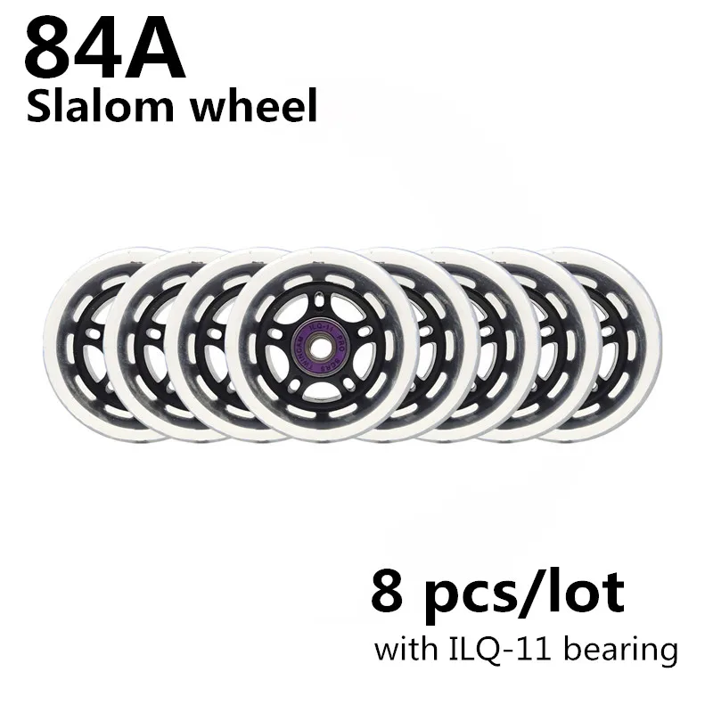 84A Durable Elastic Slalom Wheel for Roselle Weiqiu Inline Skates Wheels 76mm 80mm Roller Tire with ILQ-11 608 Bearing 8 pcs/lot