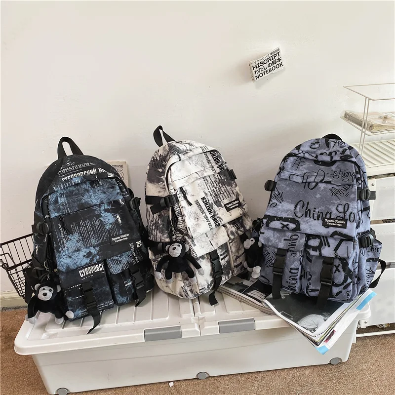 New Retro Nylon Backpack Fashion Waterproof Men Laptop Bag Student College School Bag For Teenage Girl Travel Backpack Book Bags