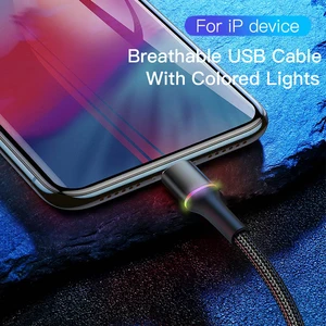 Baseus Kabel USB LED untuk iPhone 13 12 11 Pro X Max X Xr 8 7 6 Pengisi Daya Cepat Kabel Data Ponsel untuk Kabel Kawat iPad 8 penjualan terbaik redmagic 7 pro - №