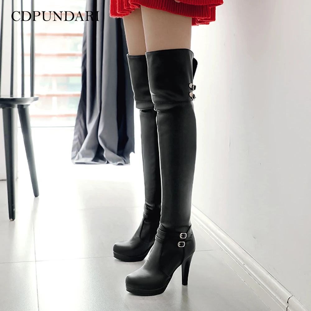 2021 Black High Heels Over The Knee Boots Women Platform Thigh High Boots Spring Autumn Long Boots Shoes Cuissardes Sexy White