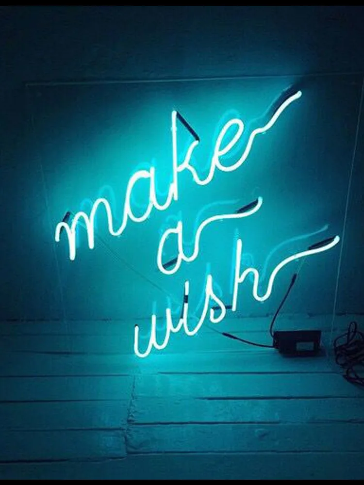 

Neon Sign For make a wish handcraft Glass Tubes Lamp Beer bar Home Lamp resterant light advertise custom DESIGN Handmade light