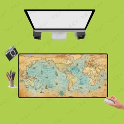 XGZ Old World Map Large Gaming Mouse Pad Lockedge Mouse Mat Keyboard Pad Desk Mat Table Mat Gamer Mousepad for Laptop Lol