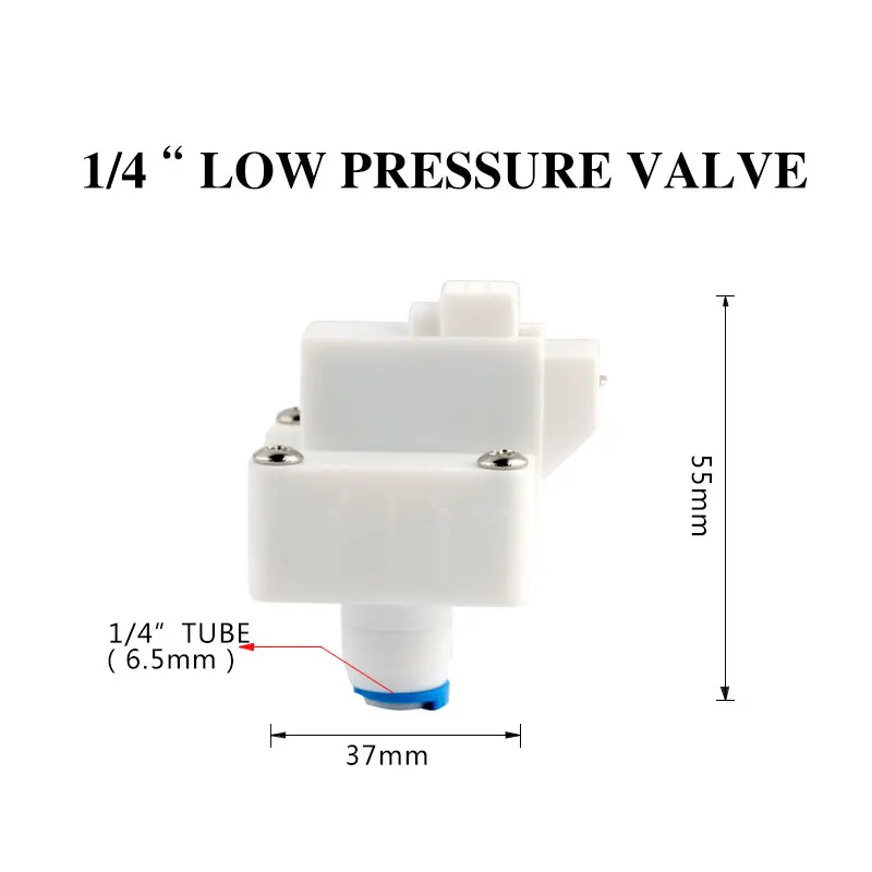 RO 정수기 부품 저압 밸브 스위치 1/4 "OD 호스 빠른 연결 역삼투 시스템 필터 액세서리
