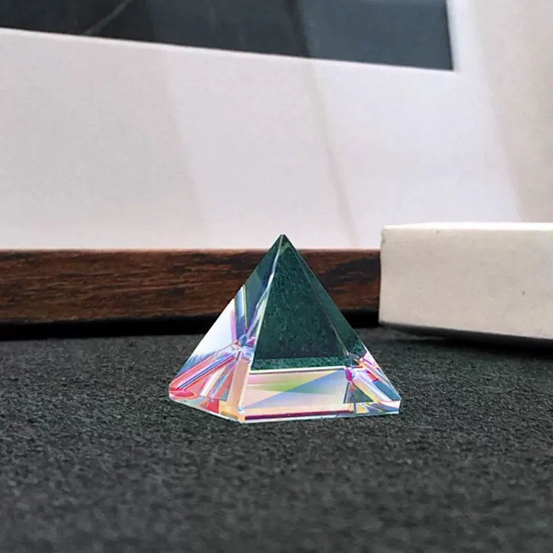 Hot sale 60*60*60mm pyramid polygonal prism physical optics color refraction prism high-quality pyramid crystal glass prism