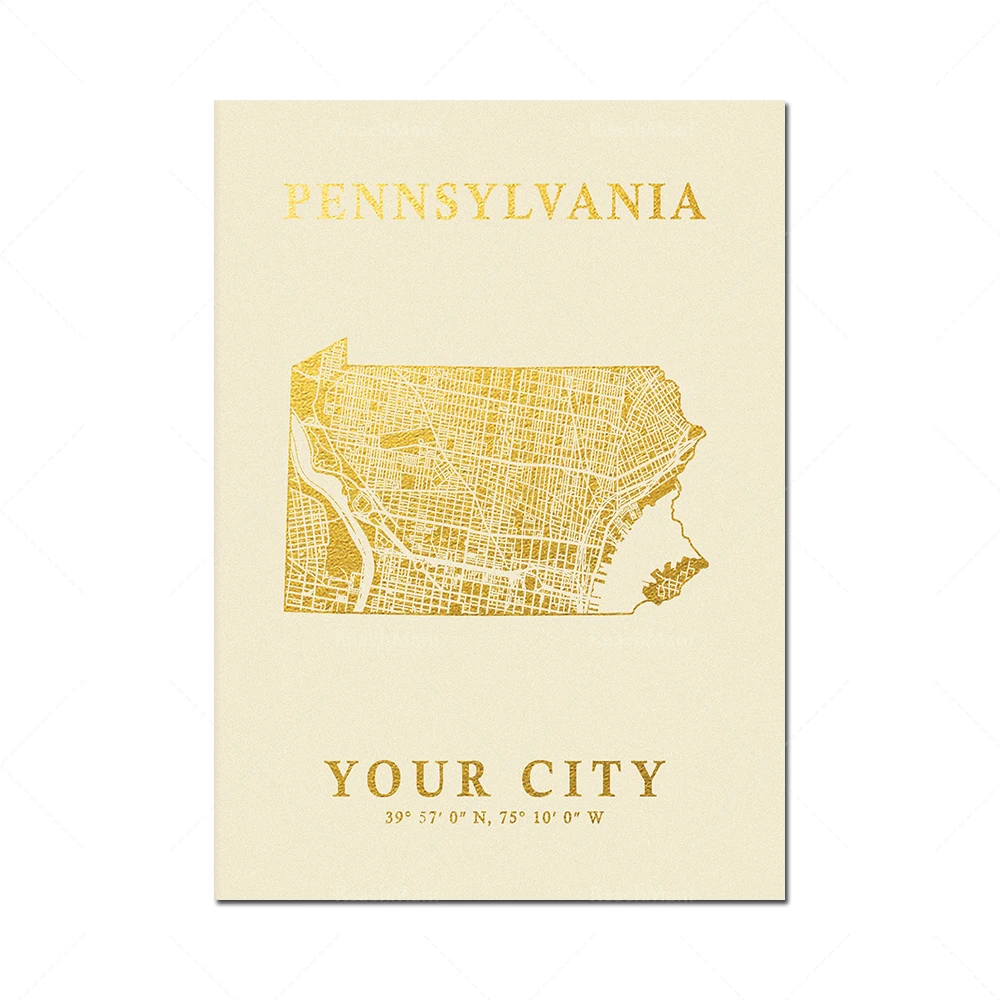 American Alabama, California, Missouri, New York, Washington State and your city map printing decoration poster, city map Nordic