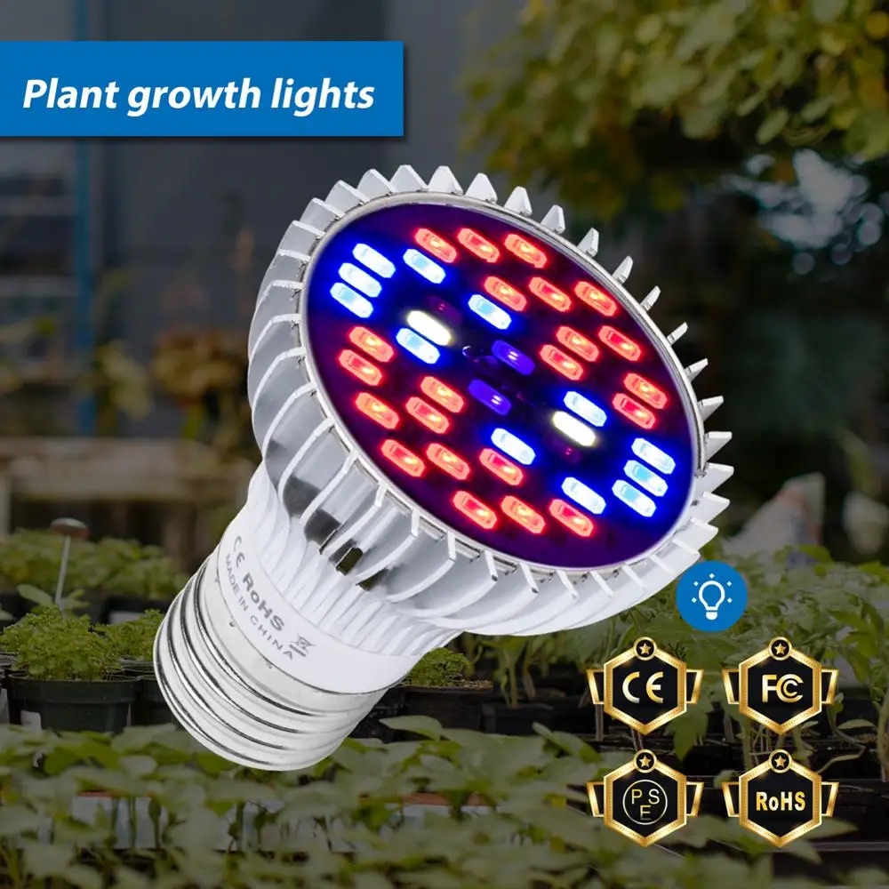 Led Grow Light Full Spectrum Lamp E27 Flower Seeds Growing Light E14 Led Phyto Lamp18W 28W 30W 80W 50W Led Plant Indoor Lighting