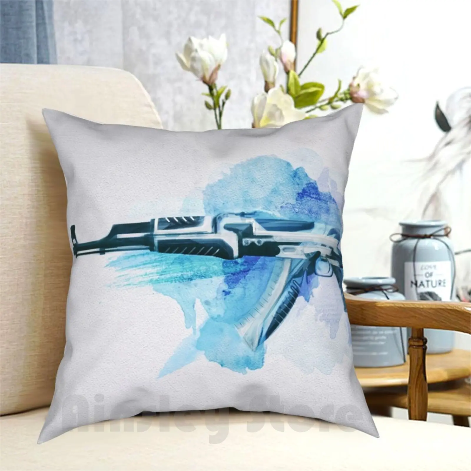 Cs : Go Ak-47 Vulcan Pillow Case Printed Home Soft Throw Pillow Cs Go Cs Counter Strike Weapons Video Games Gaming Csgo