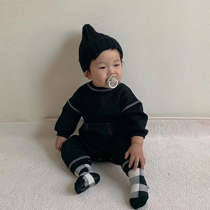 MILANCEl Baby Clothes  Solid Cotton Toddler Boys Jumpsuits Korean style Baby Romper