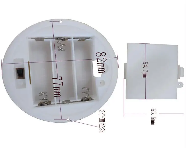 30pcs/lot 3 AA 4.5V Battery Holder Storage Box Case with ON&OFF Switch Cover 3 x AA White Round Batteries Base Socket Organizer
