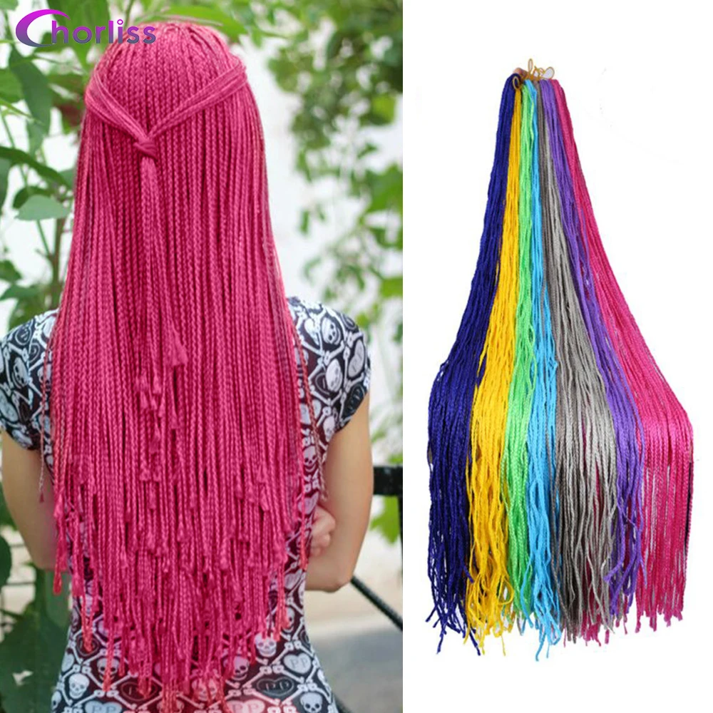 28Inch Zizi Braids Crochet Box Braids Colored Synthetic Hair Extensions Pure Black Brown Pink Blue Crochet Braids Hair Chorliss