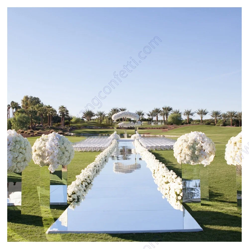 Mirror Carpet Wedding Sheet Event Pvc White Silver Plastic Vinyl Floor Gold Decoration Self Adhesive Roll Walkway Mariage Stage