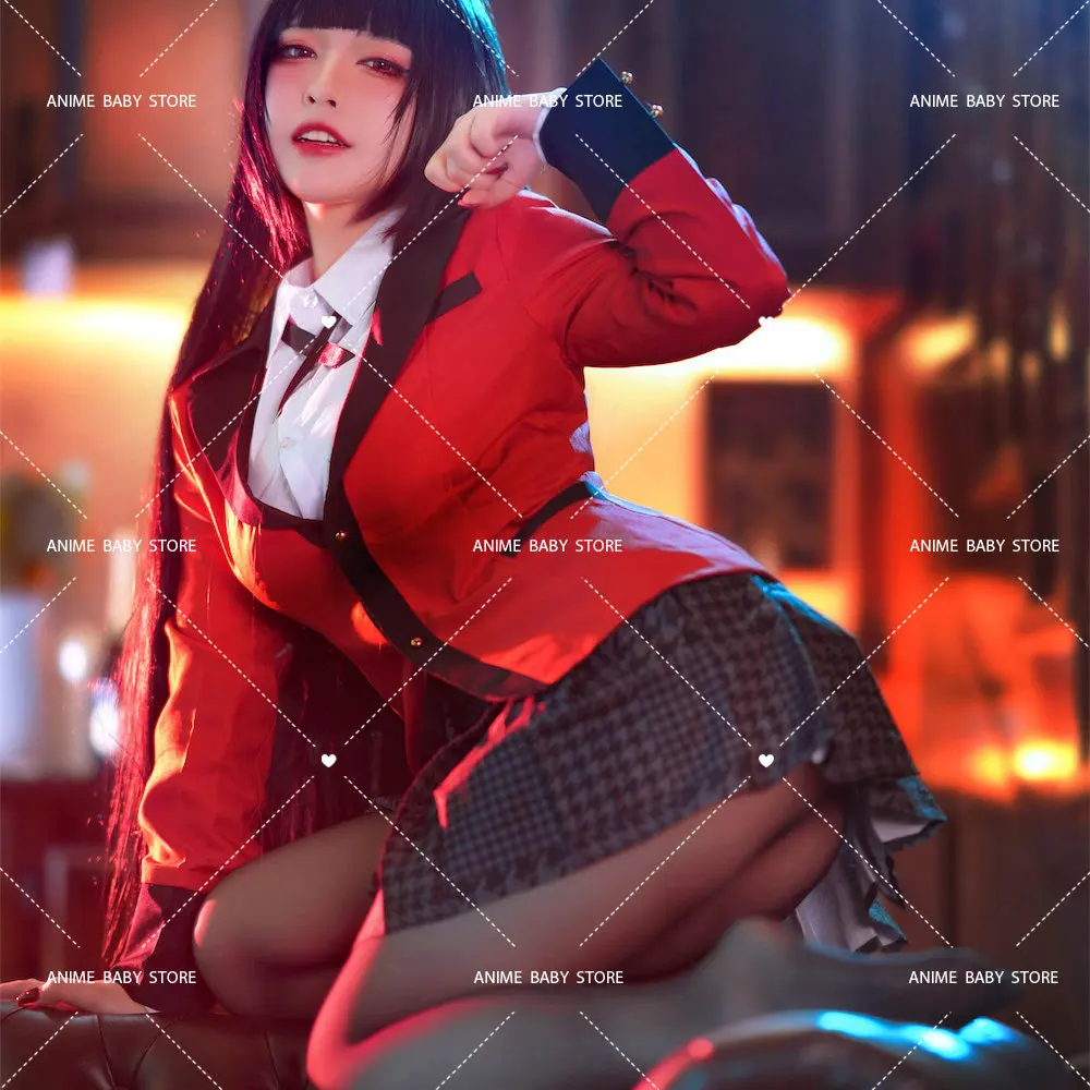 Anime cosplay kakegurui traje cosplay jabami yumeko cosplay para as mulheres casaco peruca sapatos traje de halloween para o carnaval feminino