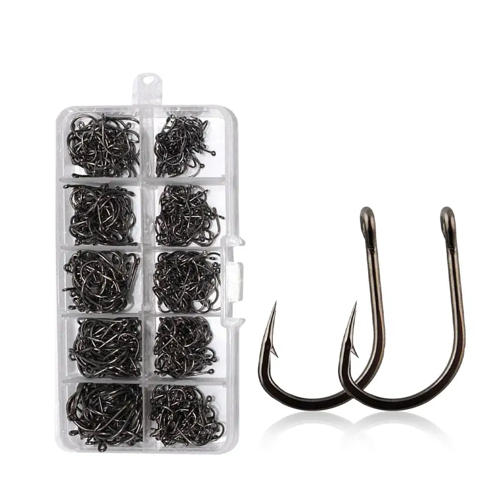 100Pcs Fishing Hook Set Strong Carbon Steel Saltwater Freshwater Sharp Fishing Circle Jig Hooks Fishhook