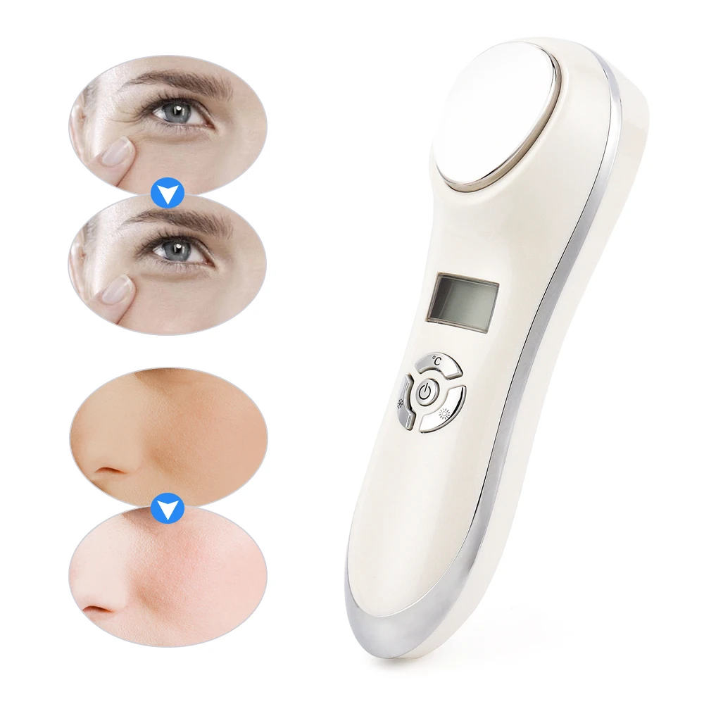 Portable Hot Cold Hammer Beauty Device Ultrasonic Cryotherapy Skin Lifting Tightening Vibration Massager Shrink Pores Anti Aging