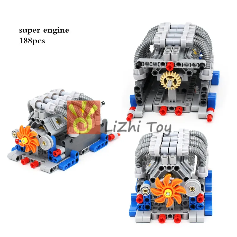 V42 Engine Technology Mechanical Group Engine V16 Cylinder MOC Brick Assembly Model Building Blocks Compatible with MOC Cars