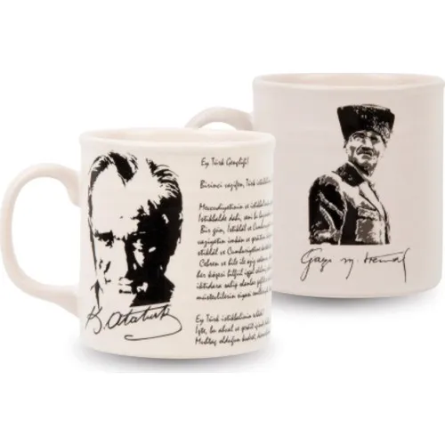 Ataturk Printed Ceramic Mug 2 Piece Set Ceramic Coffee Cup Mugs Women Water Soft Drink Beverage Cup