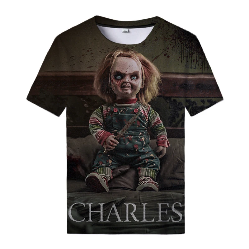 Horror Movie Chucky 3d Print T Shirt Horror Tops Senpai T-shirt Cool Men Women All Match T-shirt Casual Streetwear Tees