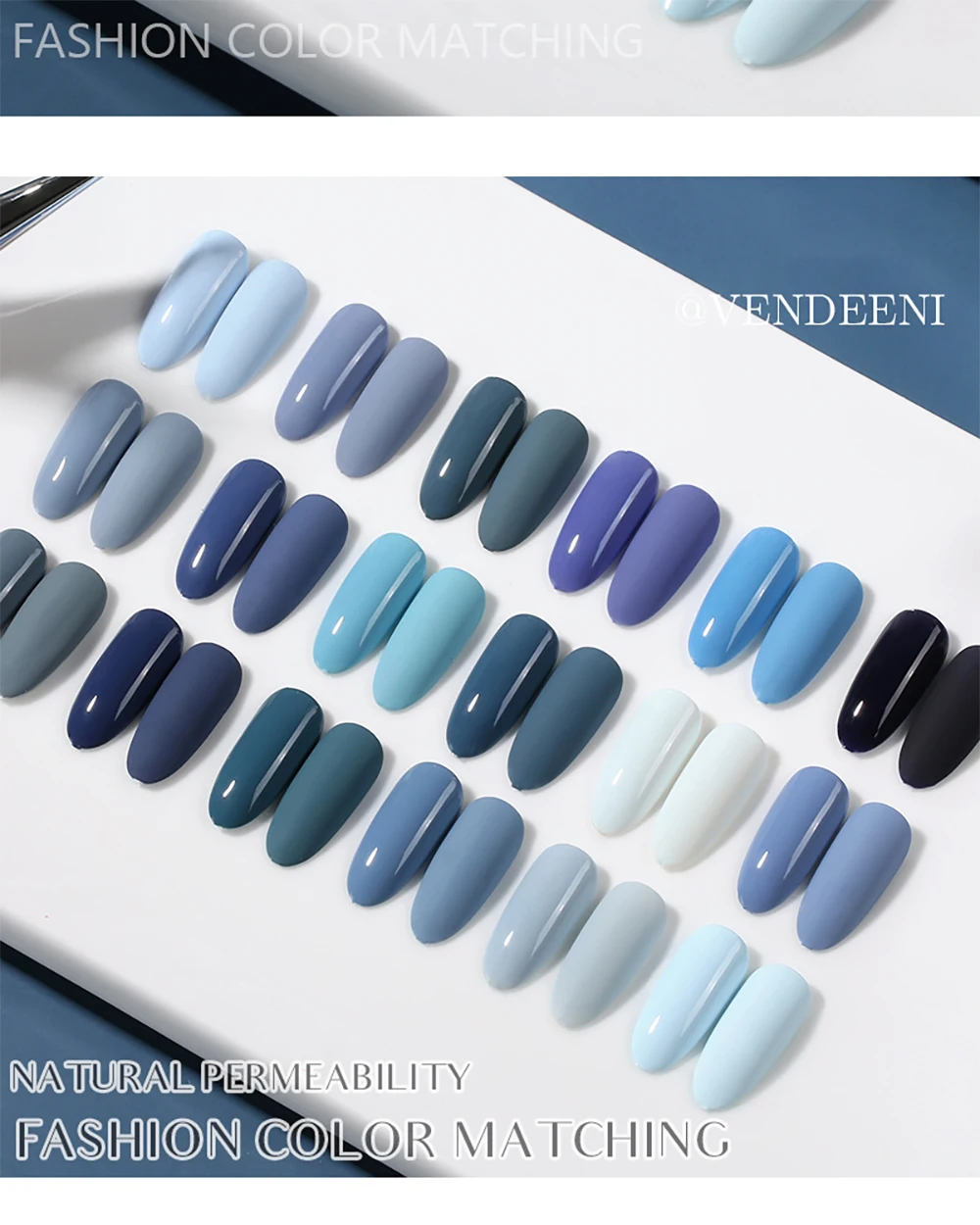 Vendeeni 18 Farben Blau Cyan Gel-Nagellack Semi-Permanent UV LED Soak-Off Gel-Lack Grau Kühle Farbe Gel-Lack für Nagelkunst – Detail 12