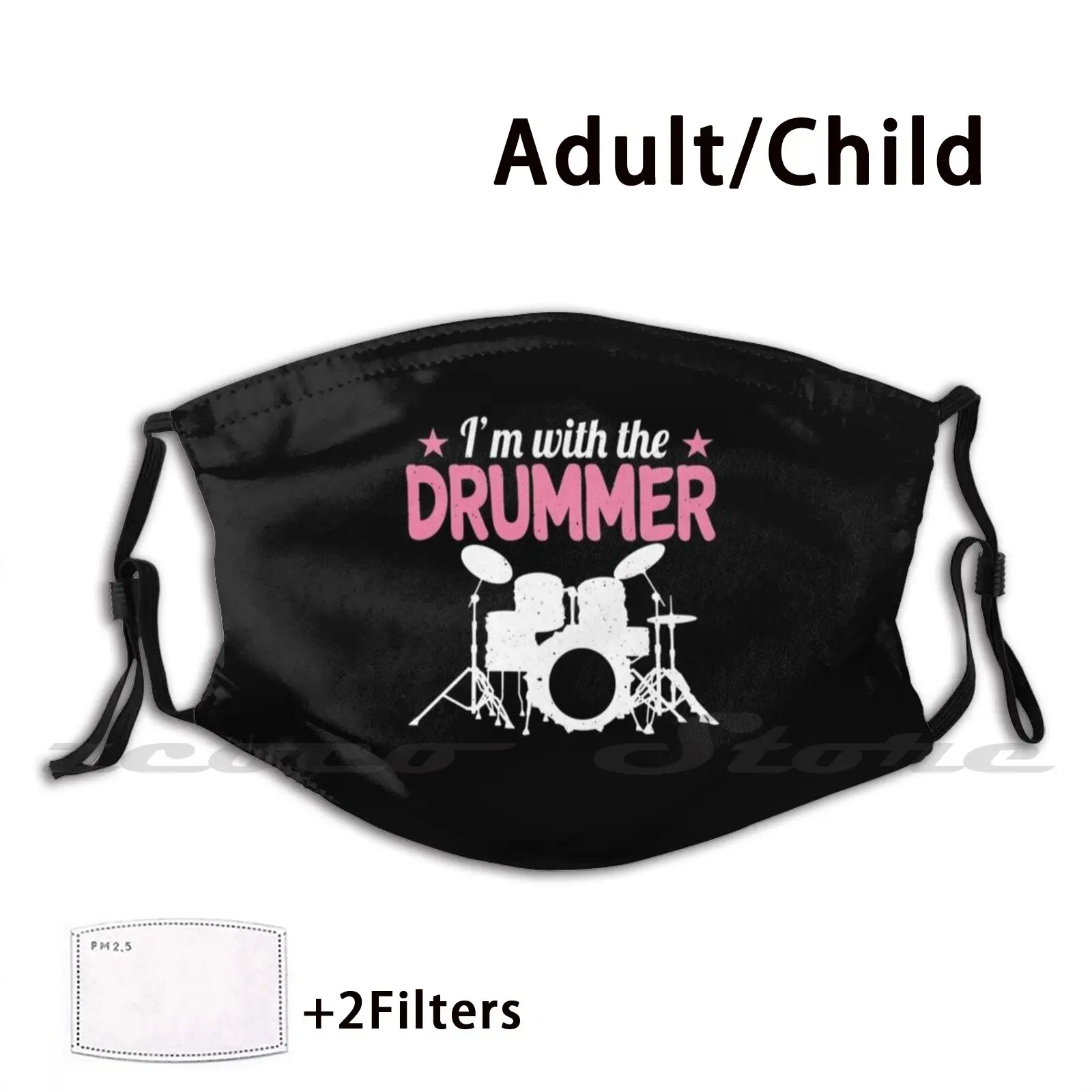 Drum Drummer Drums Drumsticks Band Drumset Gift Masker Diy Wasbaar Filter Pm2.5 Mond Trending Drummer Drums Drum Drumsticks