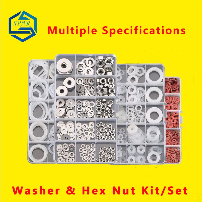 

Washers and Hexagon Nut Kit Plain Washers Gasket flat Washer Hex Nut Hexagon Nuts Cap Screw Cap Flat Washer Combination set