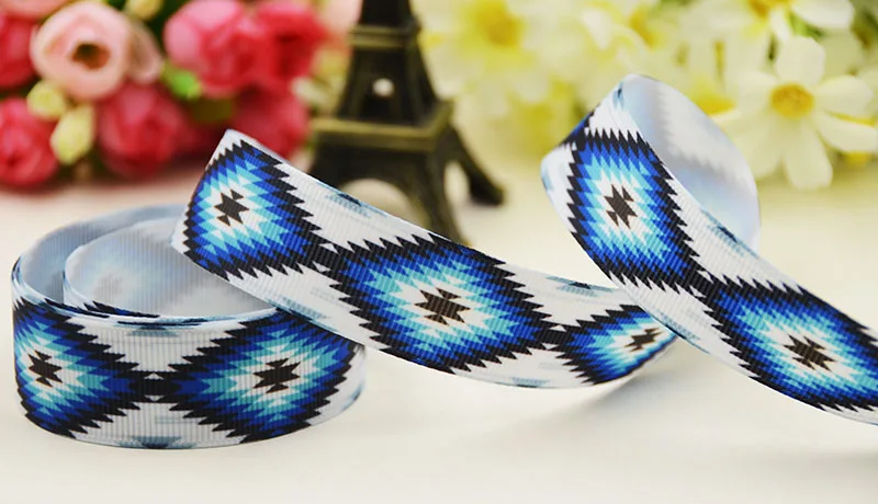 22mm 25mm 38mm 75mm Geometry Cartoon pattern printed Grosgrain Ribbon party decoration 10 Yards X-04000