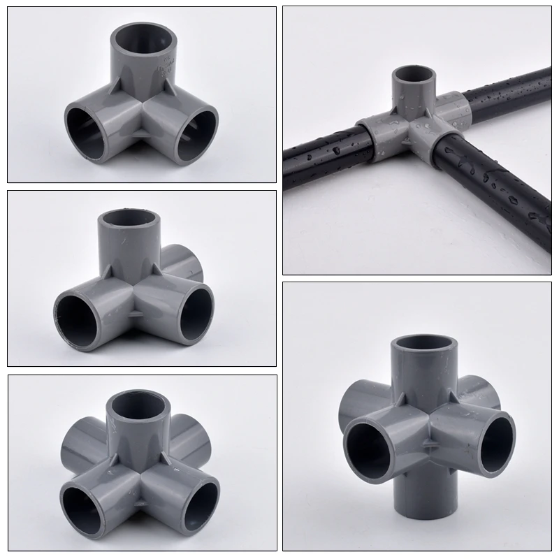 1pc 20~50mm PVC Pipe Connectors 3/4/5/6 Ways Three Dimensional Aquarium Garden Watering Irrigation Water Tube Joint Fittings