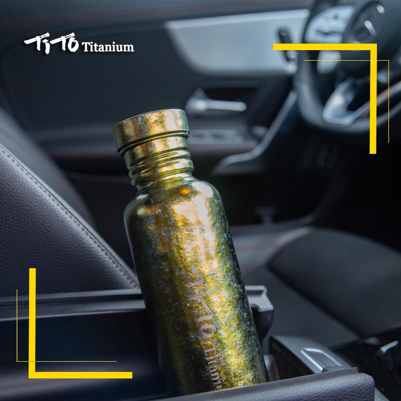 TiTo Reinem Titan Wasser Flasche Fahrrad Drink bike outdoor-camping Radfahren Wandern Deckel Titan Sport Flasche tasse wasserkocher