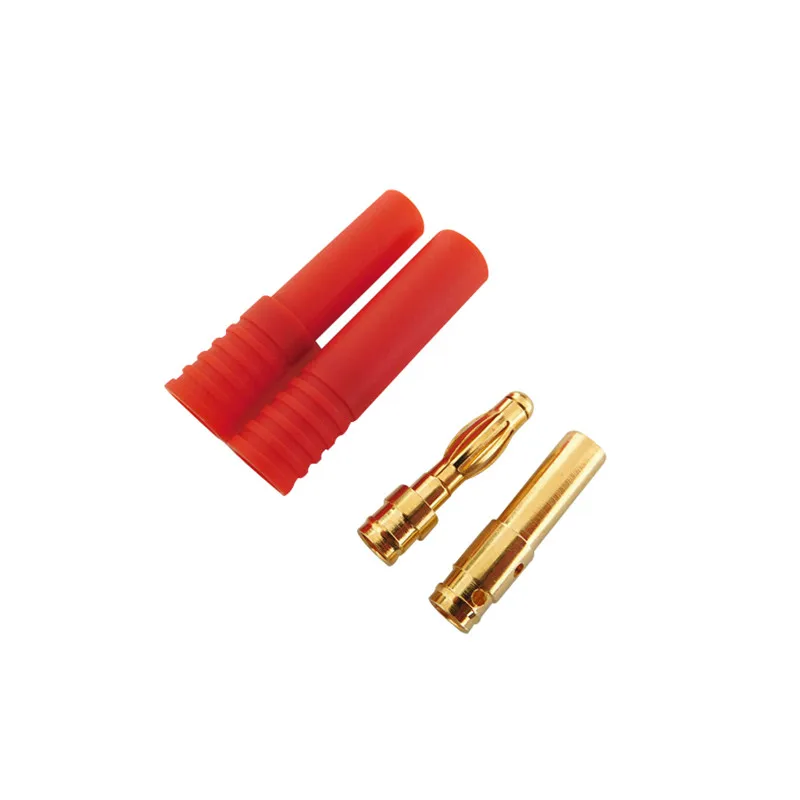 4mm HXT Banana Plugs with Red Housing for RC Connector Socket AM-1009C Gold Plated Banana Plug 10 Sets