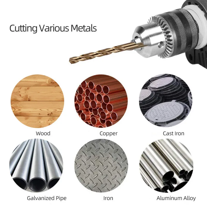 Titanium HSS Steel Bits Masonary Drill Power Tool Accessories Wood Metal Drill Bit Set  for Metal Plastic Woodworking Household