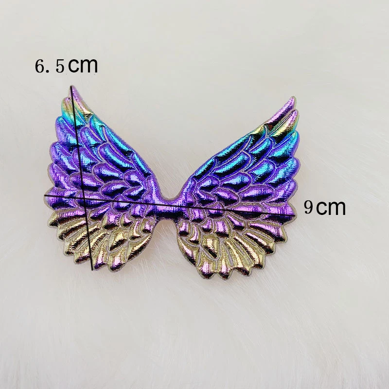 32Pcs/Lot 9*6.5CM Pu Shiny Angel Wing Padded Appliques For Bow Clip Accessories DIY Kid Patches