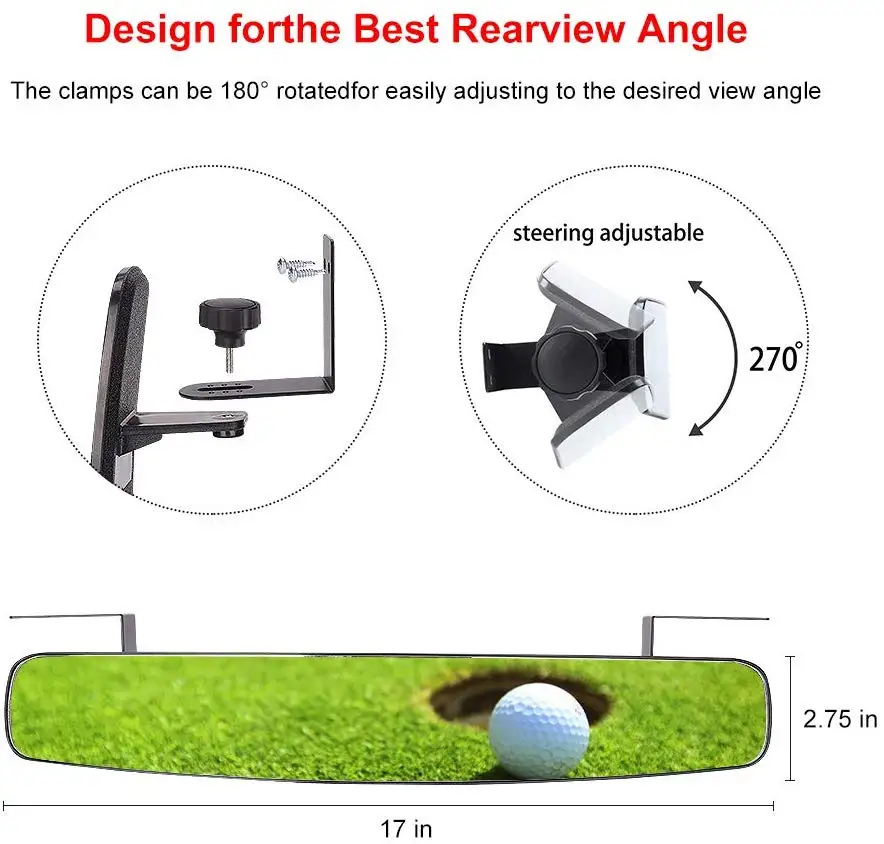 Golf Cart Side Rear View Mirror Fits EZGO Club Car Yamaha