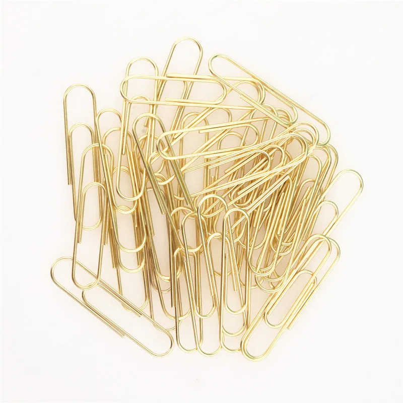 High Quality Golden Notebook Bookmark binder Paperclips Accessories Paper Clips Binding Office Stationary Supplies