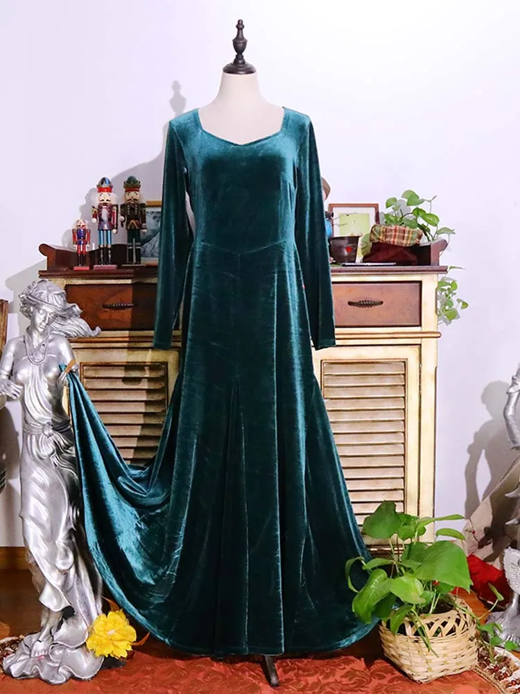 Vestido de baile flamenco vintage 2025 vestidos de noche con cuello em V GJ02
