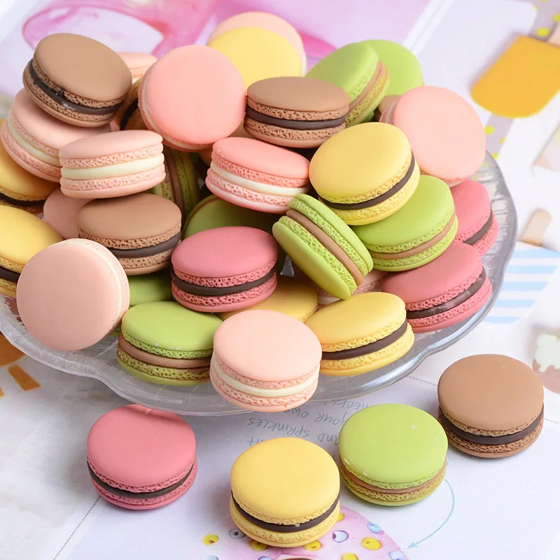 

Newest 80pcs 23*13mm Colorful Imitation Food Macaron Bread Cake Resin Cabochons Embellishments Scrapbooking Button Cameo Beads