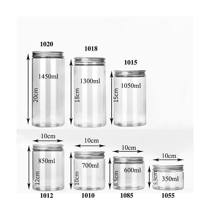 18pcs Diameter 10cm Plastic Bottle Kitchen Storage Jars Food Cookie Package PET Bottles Cosmetic Bath Salt Container