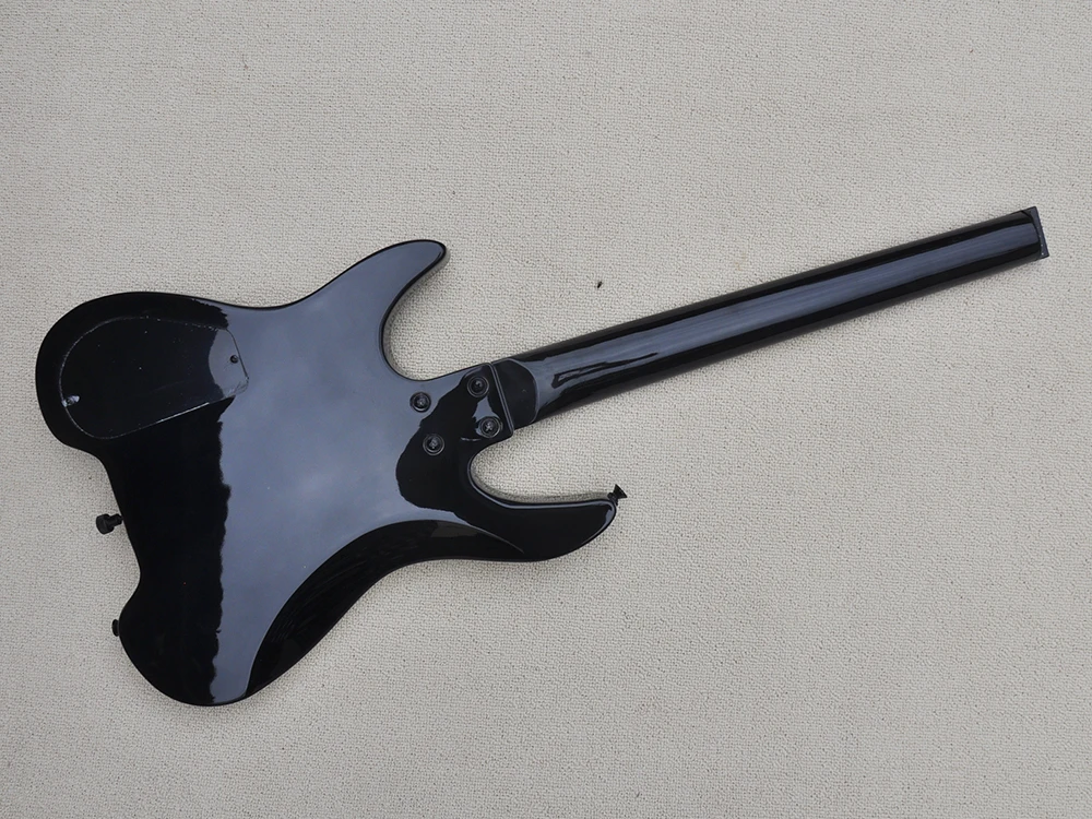 Black Headless Electric Guitar with Rosewood Fretboard,24 Frets,Customized Logo/Color Available