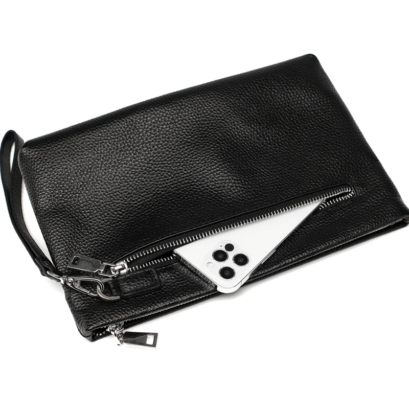 Vintage Cowhide Leather Men Clutch Bag Business Male Mobile Bag Cash Wallets 2021 New Long Wallets Fashion Man Clutches Purse