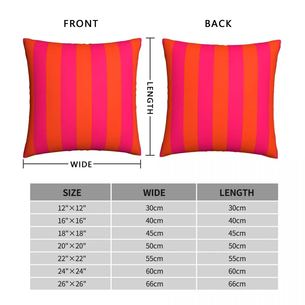 Bright Neon Pink Orange Stripes Square Pillowcase Polyester Linen Velvet Creative Zip Decor Throw Pillow Case Home Cushion Case