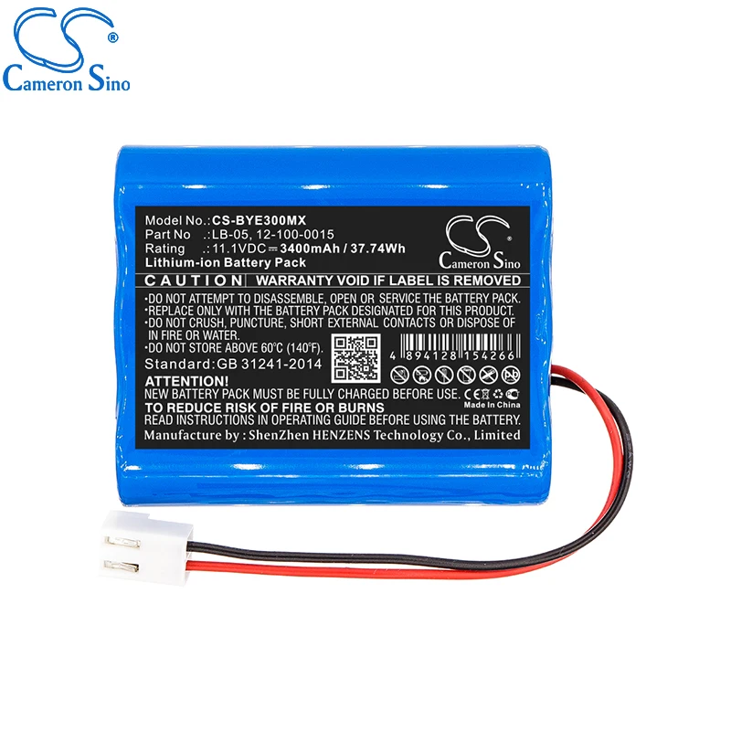 بطارية CameronSino لـ Biolight BLT-E30 تناسب Bollywood E30 ECG 12-100-0015 LB-05 بطارية بديلة طبية 3400 مللي أمبير/37.74 وات في الساعة