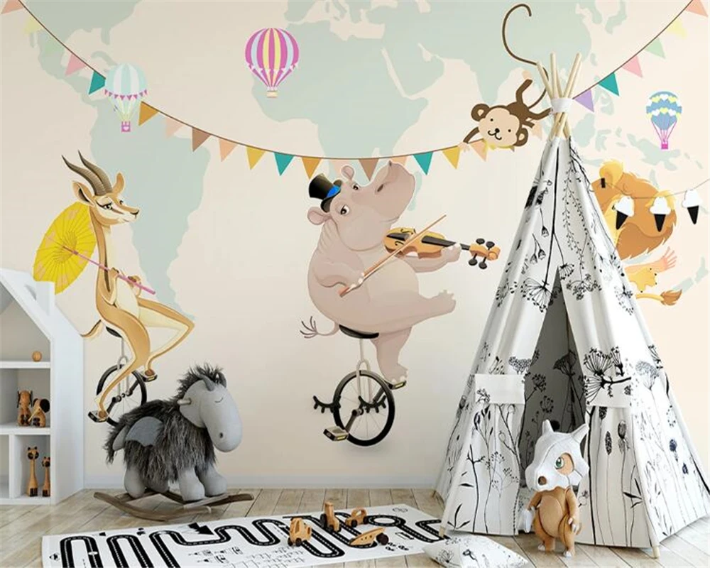 Custom wallpaper photo hand-painted cartoon small animal paradise children's room bedroom background wall 3d wallpaper