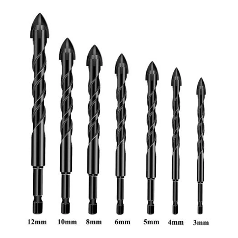 Broca multifuncional em liga resistente yg6x, 3-12mm, buraco de perfuração com 4 bordas de corte para broca elétrica