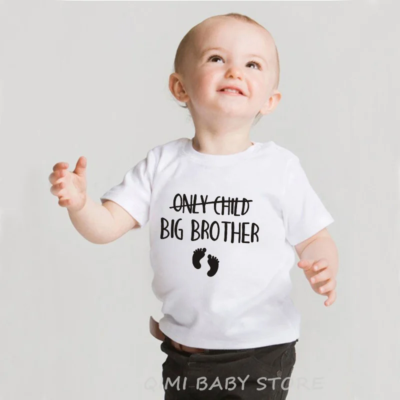 Only Child Big Brother/Sister To Be Pregnancy Announcement Tshirt Kids Funny Short Sleeve T-shirt Children Toddler Casual Tees