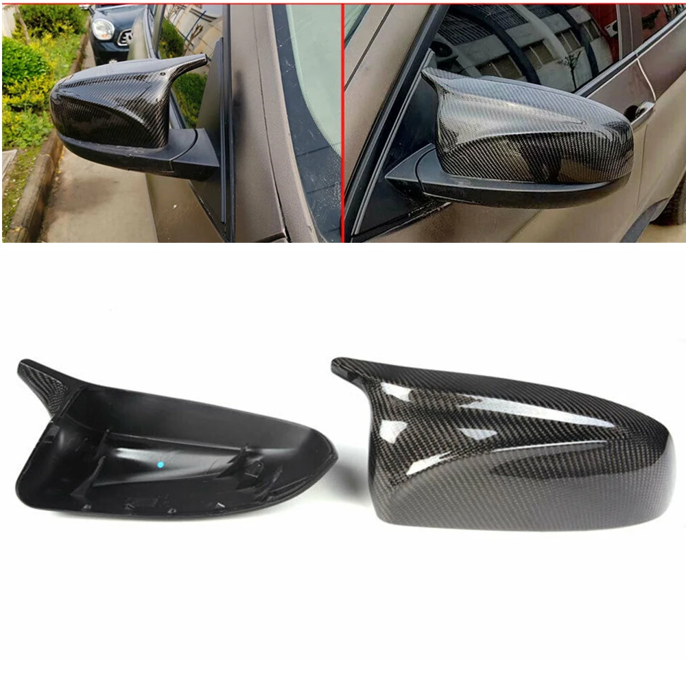 For BMW X5 E70 X6 E71 2008-2013 Real Carbon Fiber Replacement Car Exterior Rear View Mirror Cover Caps Rearview Shell Clip On