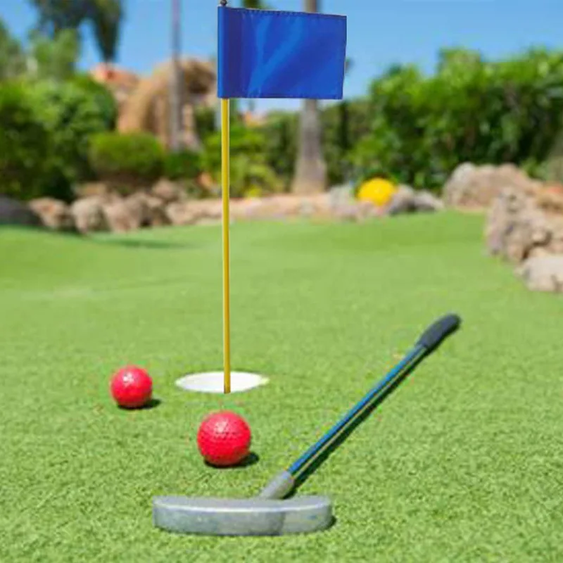 Crestgolf-Palo de bandera verde para práctica en patio trasero, copa de palo, 3 secciones, 2 juegos