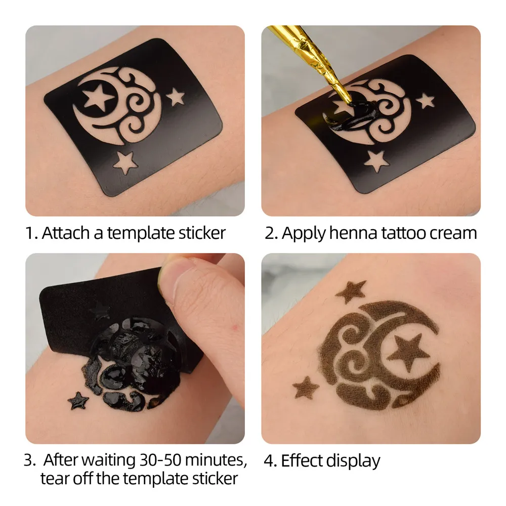 Indian Henna Tattoo Paste Black brown Red Henna Cones For Men Women Temporary Tattoo Sticker Template Body Paint Art Cream Cone