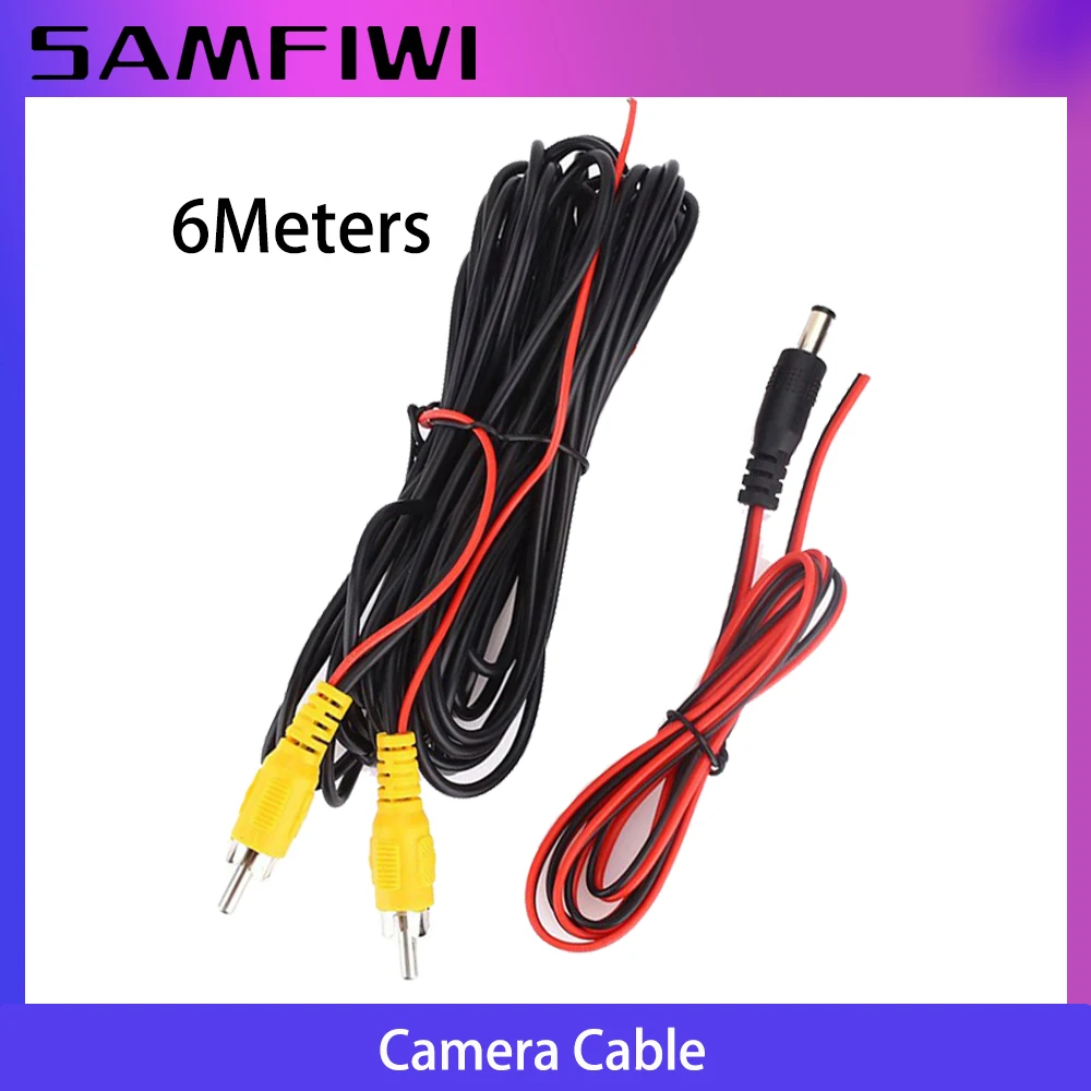 

RCA 6m Video Cable For Car Rear View Camera Universal 6 Meters Wire For Connecting Reverse Camera With Car Multimedia Monitor