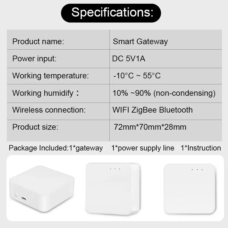 Smart Gateway Hub Tuya ZigBee 3.0 5V Smart Home Bridge Wireless Remote Controller Smart Life APP Works With Alexa Google Home